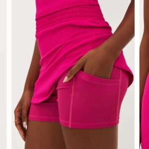 Beach Riot Thora Skirt Bright Fuchsia Waffle.